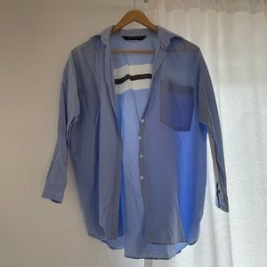 Light blue with striped details button down